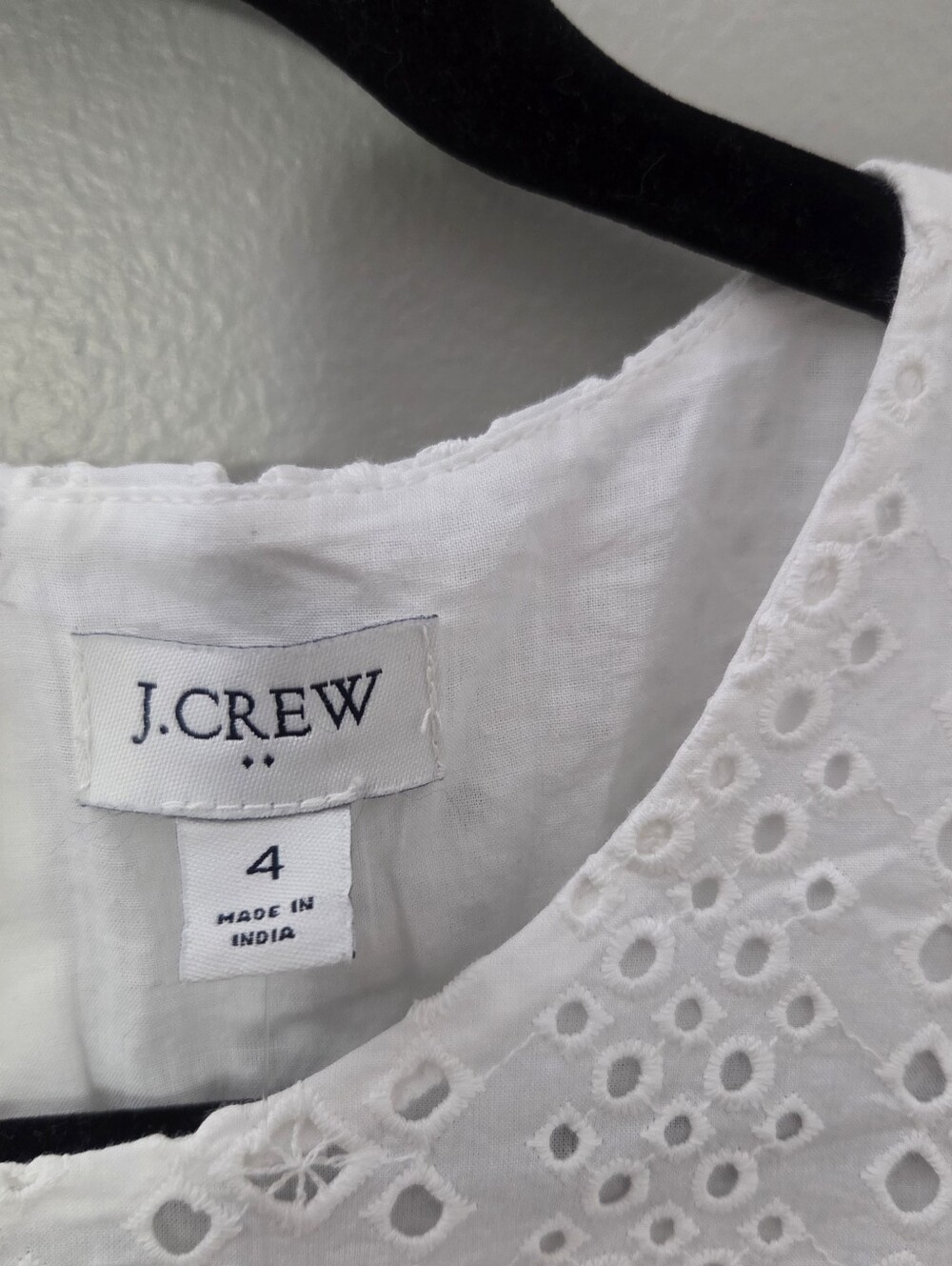 J.Crew Womens White Lace Teird Eyelet Midi Preppy Peasant Dress SZ 4  NWT - Picture 6 of 8